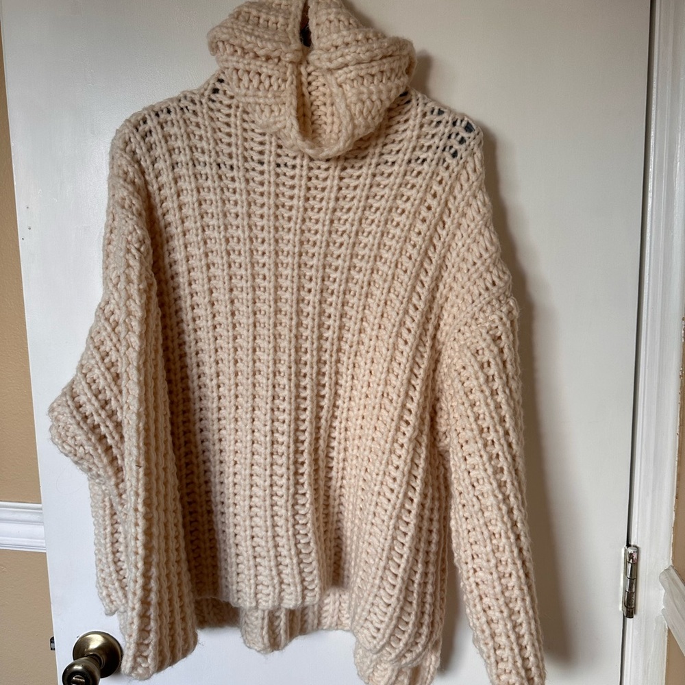 Zara Soft Beige Cowl Neck Sweater